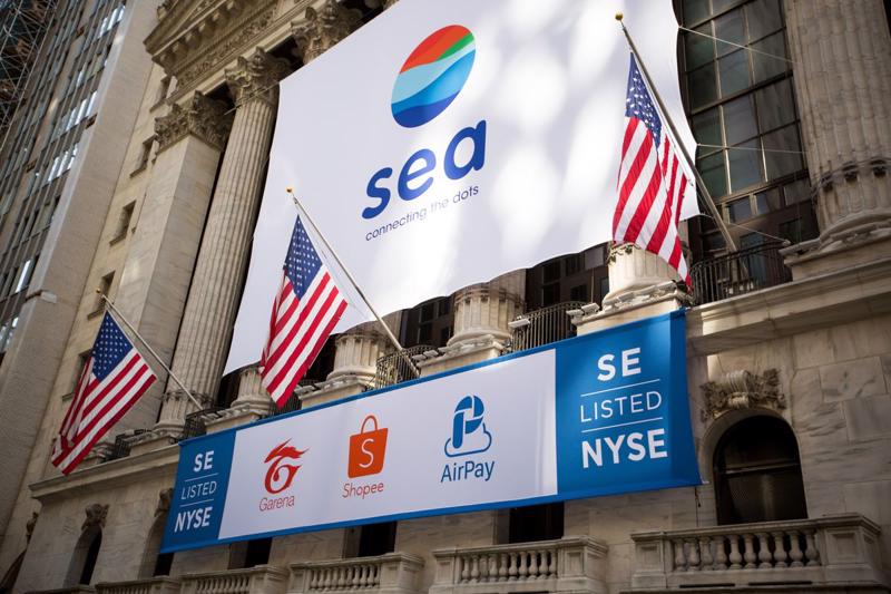 Cổ phiếu Sea hiện giao dịch trên sàn chứng khoán New York (Mỹ) - Ảnh: Reuters