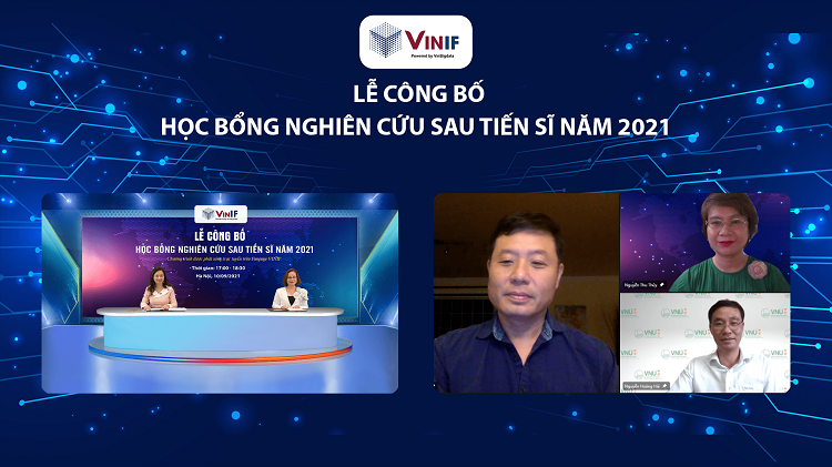 Lễ công bố Học bổng nghiên cứu sau Tiến sĩ năm 2021 của VinIF được tổ chức trực tuyến với sự tham gia của đại diện Vụ Giáo dục Đại học (Bộ GD-ĐT) và đại diện các trường đại học